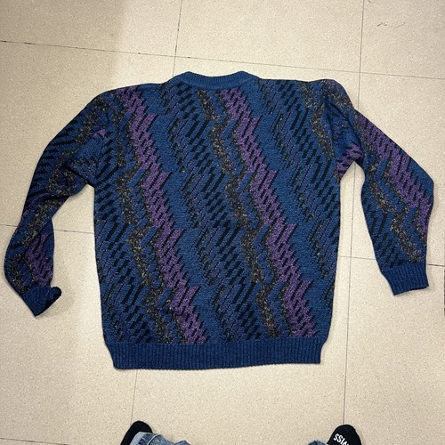 Vtg Protege Coogi style purple Blue pullover sweater men’s size M Grandpa 80’s - Picture 3 of 4