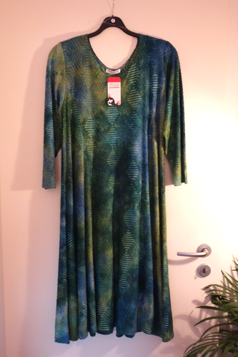 MAGNA Herbstfarben Kleid 48 50 NEU Grün und Blautöne Stretch A-Form LAGENLOOK - Bild 5 von 6