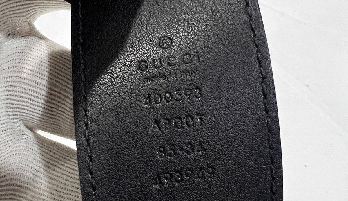 GUCCI Double GG Buckle Logo Black Leather Belt Made in Italy GUCCI Double GG Buckle Logo Black Leather Belt Made in Italy