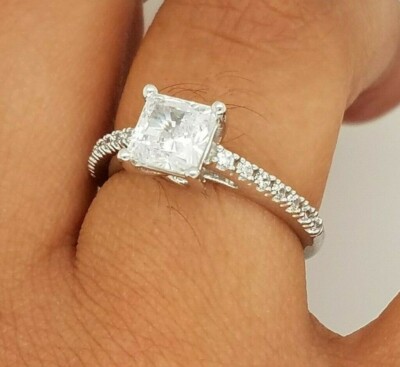 2CT Princess Solitaire with Accent Simulated Diamond Ring in 925 Sterling Silver