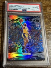 BRONNY JAMES JR 2024-25 Panini Prizm Fireworks Silver Refractor #14 RC PSA 10