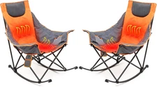 Oversized Heated Camping Chair 2 Pack, Folding Rocking Camping Chairs with Luxur