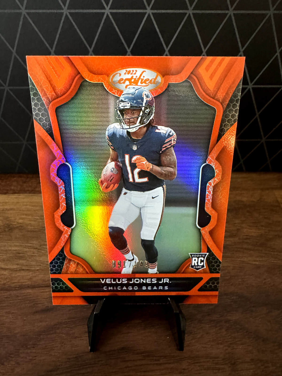 Velus Jones 2022 Certified Football  #131 RC Rookie Orange Mirror #/149 Bears