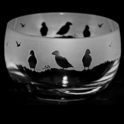Milford Collection Animo Glas - SANDGESTRAHLTE FRIESSCHALE - Papageientaucher