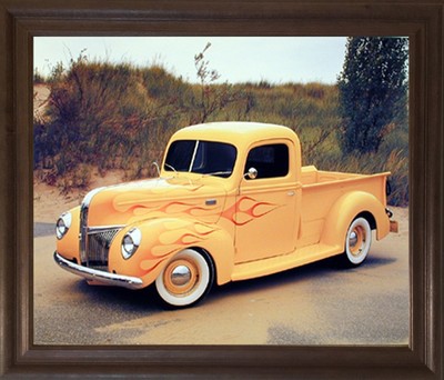 1940 Ford Pickup Truck Harley Koopman Vintage Wall Art Brown Rust Framed Picture