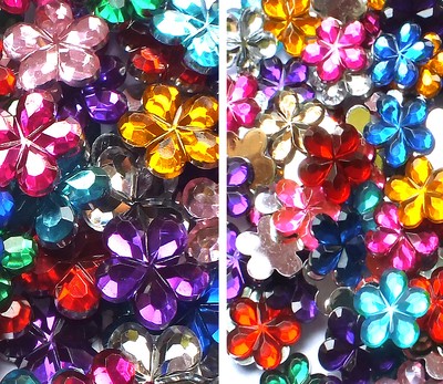 1000 Pink Acrylic FlatBack Mini Flower 4mm Rhinestones Gems Nail Art Tips