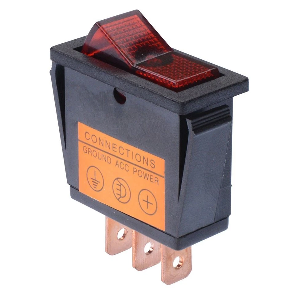 SWITCH ELECTRONICS Red Rectangle On-Off Rocker Switch SPST 20A 12V