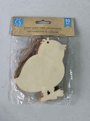 Easter Color Your Own Wood Ornaments 10 pieces Chicks   New