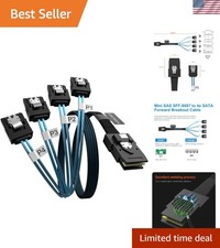 3.3FT Mini SAS SFF-8087 to 4 SATA Cable - Compatible with PERC H310, RAID