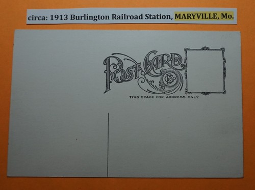 Circa: 1913 Burlington Railroad Station, Maryville, Mo. POSTAL Litografía b & w - Imagen 2 de 2