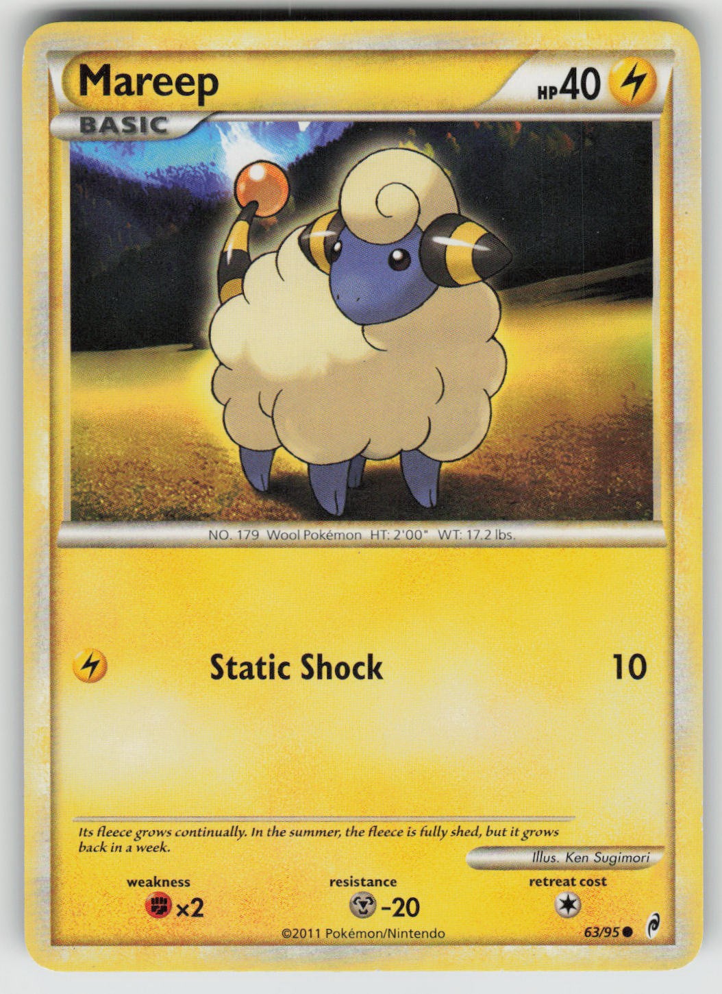 Mareep 63/95 Common Call of Legends Pokemon Heavily Played