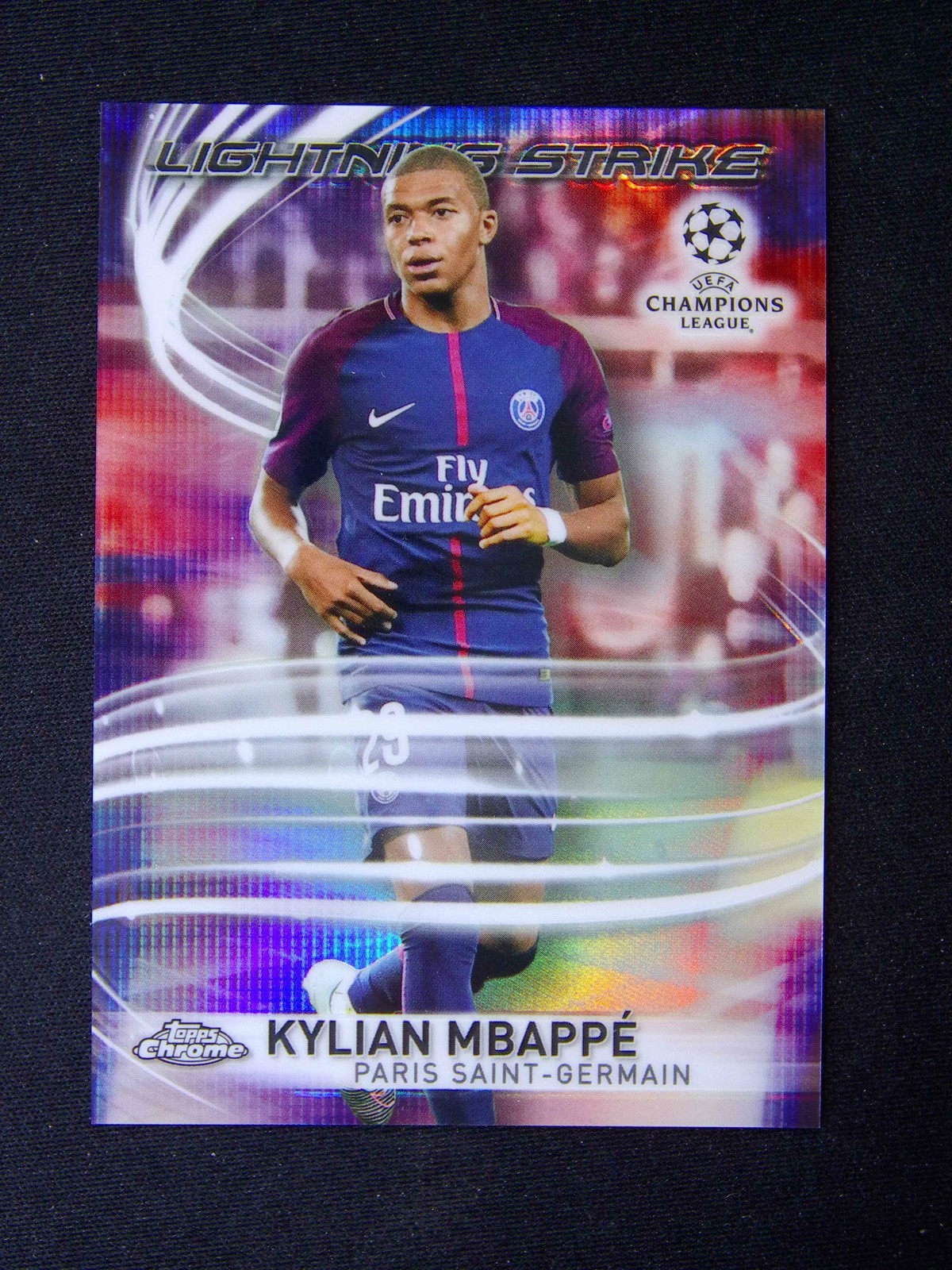 2017-18 Topps Chrome UEFA Kylian Mbappe Lightning Strike