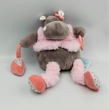 Doudou Hippopotame marron rose Zoé hochet BABY NAT - 32278