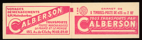 FRANCE CARNET 1263-C-1 TYPE Marianne Decaris  March 1960 CALBERSON Ad MNH ** €50 - Picture 1 of 2