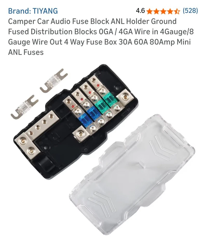 Camper Car Audio Fuse Block ANL Holder Ground Fused Distribution Blocks 0GA /... - Image 4 of 4