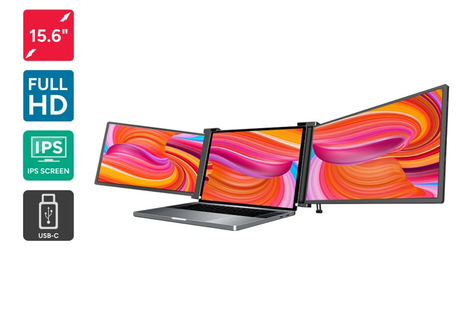 Kogan XPRESSO 15.6" Full HD Pro Dual Screen Tri-Fold Portable Monitor for 15.6"