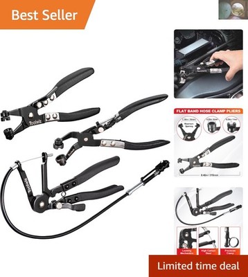 3-Pc Hose Clamp Pliers Set: Long , Angled & Flexible Tools for Precision