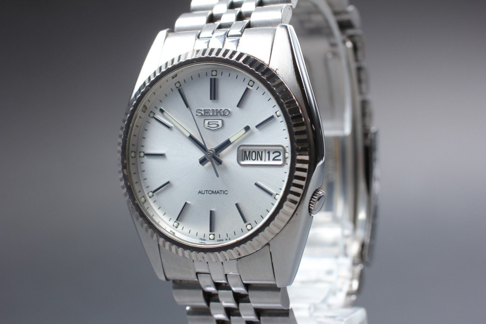 16.5cm [Near MINT] SEIKO 5 7S26-3110 Automatic Day-Date Silver Dial Men's Watch
