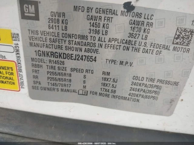 Used Fuel Tank fits: 2014 Chevrolet Traverse  Grade A Foto 4 de 4