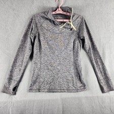 Eddie Bauer Pullover Womens M Gray Space Dye 1/4 Zip Thumbholes Long Sleeve