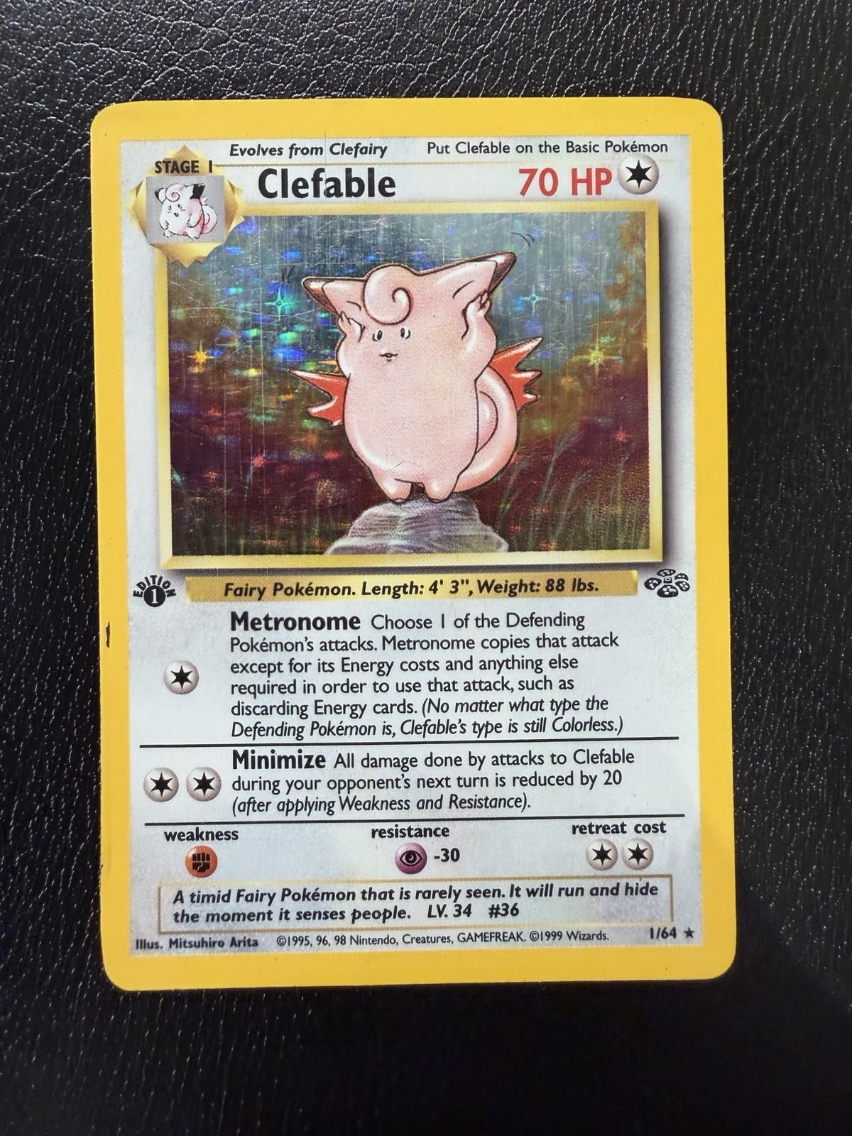 Pokémon Clefable 1st Edition Jungle Holo Rare Card 1/64 1999 HP