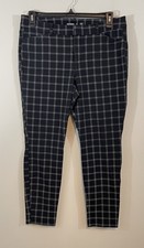 Old Navy Pixie Ankle Pants High Rise Womens sz 10 Black Windowpane Plaid preppy