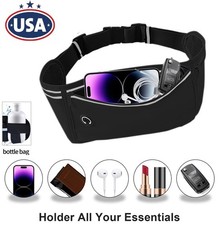 2  Slim Running Belt Fanny Packs Phone Holder Runners Bag Women Men Waist Pack