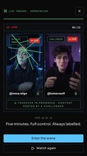 Arena Live Social Media/Web Service Listing - Social Feed Interface Screenshots