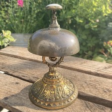 Antique vintage Victorian 1884 brass mechanical shop counter/porter/desk bell 