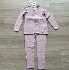 NEW WITH TAGS Molo Georgette Cardigan Shadow Pants Frozen Lilac Size 98 (3Y) 