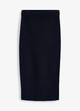 Strickrock mit Schlitz Gr. 36/38 Dunkelblau Midi-Rock Strick-Skirt Neu*
