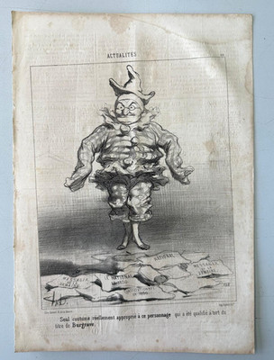 H. Daumier Lithographie - Adolphe Thiers als Pierrot - h.D. Original