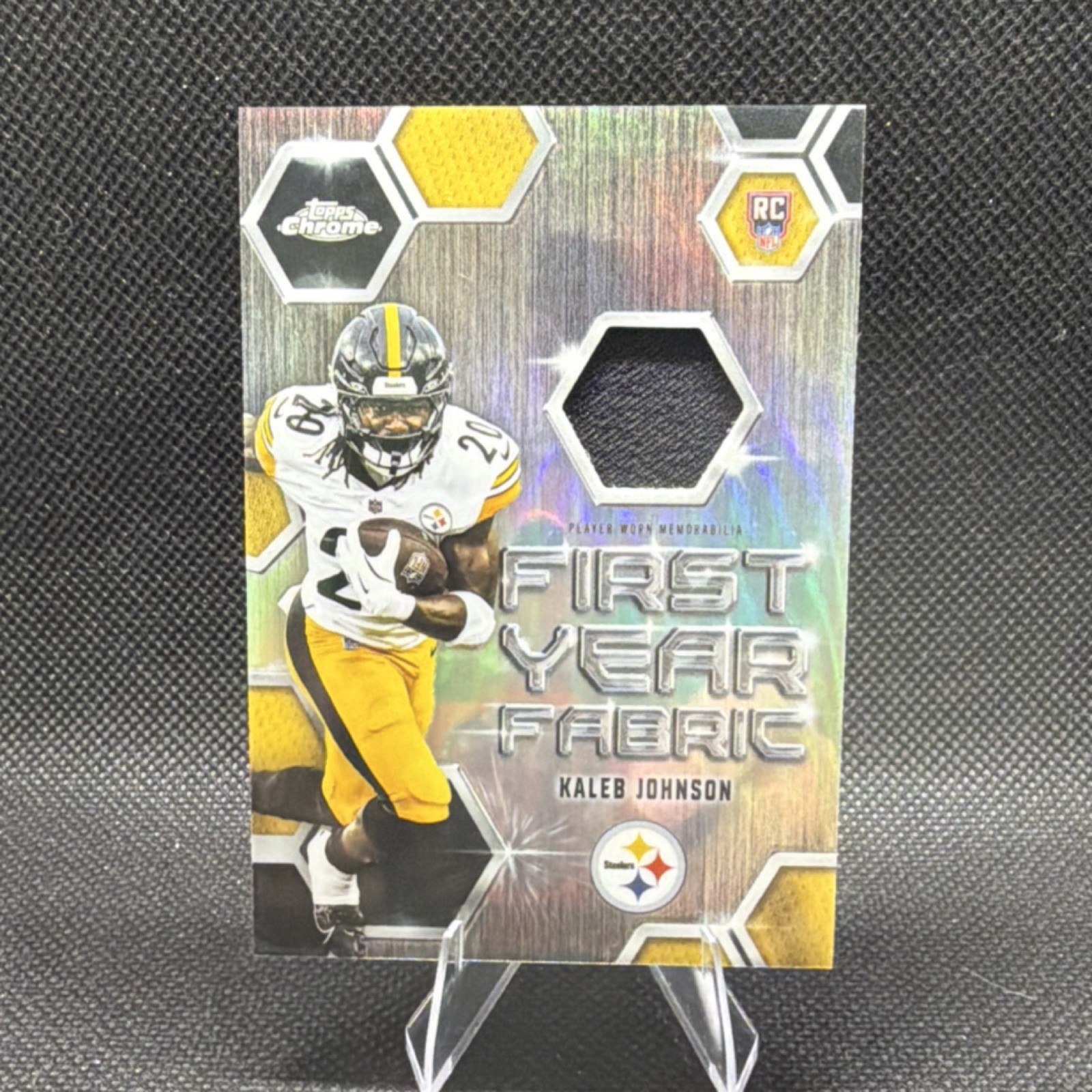 Topps Chrome Football 2025 First Year Fabric Kaleb Johnson FYF-KJ RC Steelers