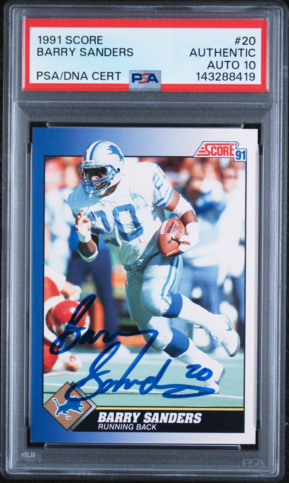 Barry Sanders PSA DNA Auto 10 20 1991 Detroit Lions Score Running Back NFL view 1