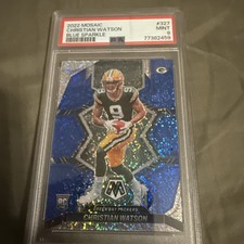 CHRISTIAN WATSON PACKERS 2022 MOSAIC BLUE SPARKLE PSA 9