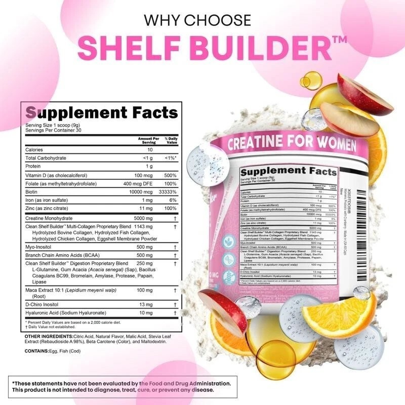Women’s Creatine Powder w/ BCAAs, Collagen, Inositol – Clean Nutra Shelf Builder