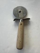 Vintage Pizza Cutter Stainless Japan Wooden Handle 7”