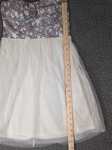 Vtg Delias Dress Strapless Floral Bustier Top Cream and Gray Juniors Medium Y2K - Photo 12 sur 15