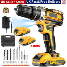 21V Cordless Drill Combi Driver High Power Electric Screwdriver Set 2 Battery