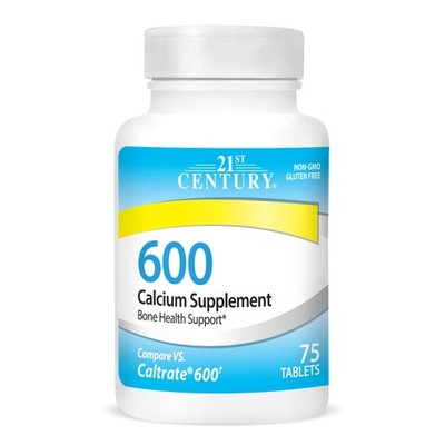 21st Century Calcium 600 mg Supplement (75 75 Count (Pack of 1), No Color 