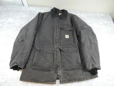 Carhartt Jacket Men 2XL Grey Barn Coat Patch Pockets Rugged Beater Workwear