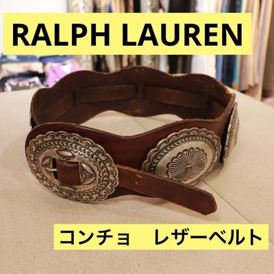 Ralph Lauren Brown Leather Belt with Silver Conchos Vintage Polo Ralph Lauren Concho Brown Leather Belt Size 32  main image 2