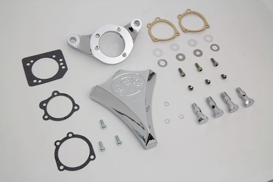 Conjunto de filtro de aire V-Twin 34-1631 cromo Wyatt Gatling calavera y huesos cruzados  Foto 3 de 3