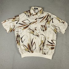 Alan Stuart Polo Shirt Mens Size 1X Beige Abstract Vintage Retro Short Sleeve