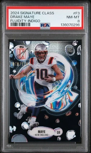 2024 Topps Signature Class Drake Maye RC Fluidity Indigo /175 #F-3  PSA 8