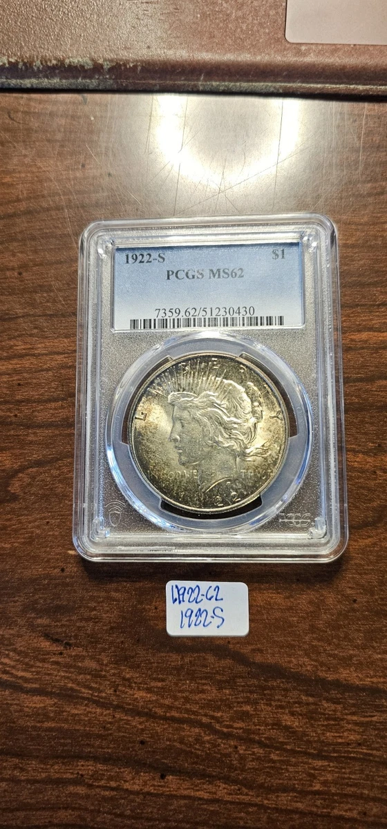 【1922-S ピースダラー】PCGS MS62｜初期ピース アメリカ ピースダラー 1ドル銀貨1922 PCGS MS62 コイン— 【公式通販】