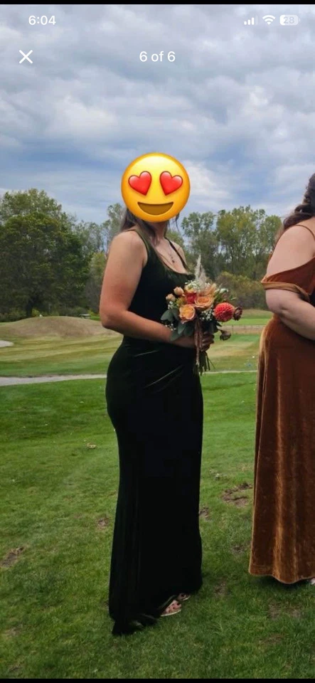 Azazie mero Women’s Olive Green Bridesmaid Dress  A8 Altered To Size 6 Worn Once - Image 4 of 4