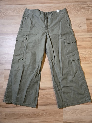 Levi's Premium Baggy Cargo Pants Men 33x28 Olive Green Wide Leg Skater Grunge - 第 1/11 張圖片