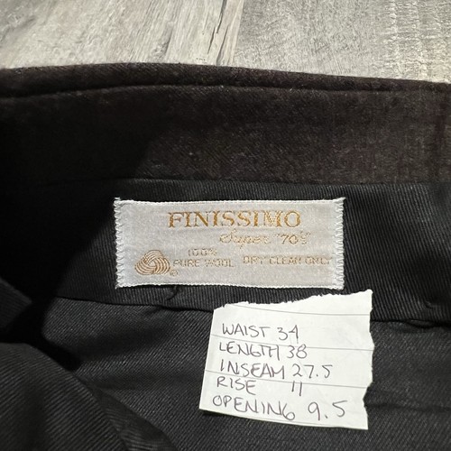 VTG Finissimo Super 70s Pure Wool Baggy Brown Trouser 1980s Mens Dress Pants 34 - Picture 4 of 4