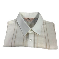 VTG 80s Arnold Palmer Polo Shirt L 46 Canada Classic Ivory  Gold Golf Stripe